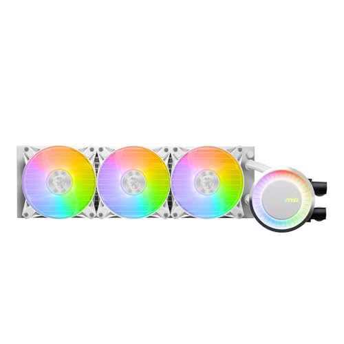Msi Mag Coreliquid E360 Bianco Liquid Cooler - Piastra Di Raffreddamento In Rame, Argb Blockhead & Ventole Fdb, Water Block A 2 Camere, Radiatore Spli
