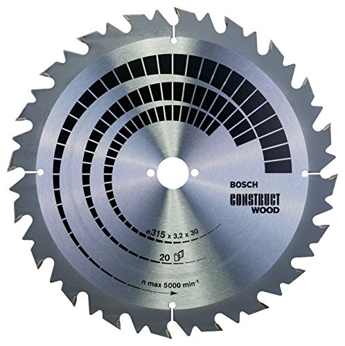 Bosch Accessories 1X Lama Per Sega Circolare Construct Wood (Per Legno Tenero, Duro, Ø 315 X 3.2 30 Mm, 20 Denti, Accessorio Circolare)
