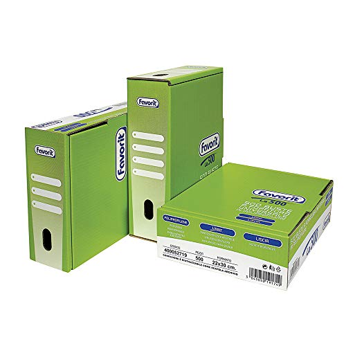 Favorit, Buste A Foratura Universale, 500 Pezzi, 22 X 30 Cm, Spessore Medio, Trasparente, Box Verde
