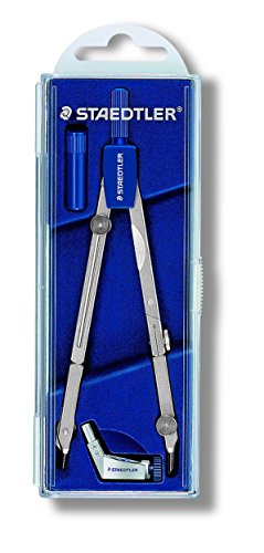 Staedtler Mars Basic 554 T01 554 - Set De Dibujo Con Compás Y Alargador Con Caja (Tapa Abatible) Plateado