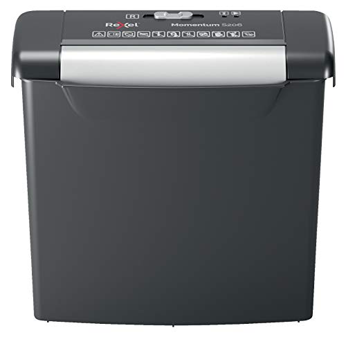 Rexel Momentum S206 Distruggidocumenti, 7-6 Fogli A4 (70-80 Gr/Mq), P-2 Taglio A Strisce, Grigio, 2104568Eu