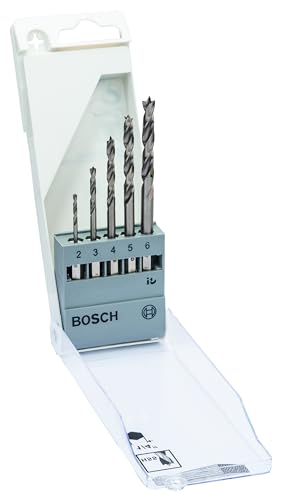 Bosch Home And Garden 5 Pz. Set Di Punte Con Codolo Esagonale (Per Legno, Ø 2-6 Mm, Accessorio Per Trapani)
