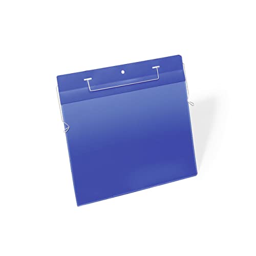 Durable 175407 - Buste Con Filo Metallico Di Aggancio, 329 X 288 Mm (L X H), Confezione Da 50 Pezzi, Blu