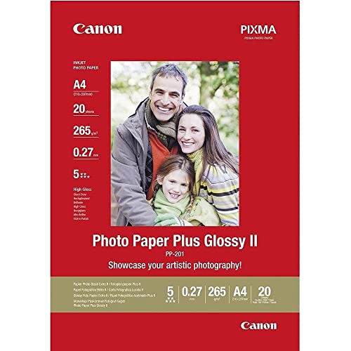 Canon Pp 201 Photo Paper Plus Glossy Ii, 20 Fogli A4 Carta Fotografica