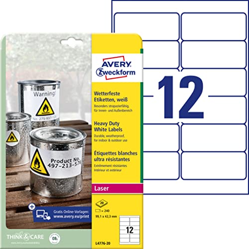 Avery/Zweckform Etichette Resistenti Alle Intemperie. Contenuto: 240 Etichette Con Bordo, 99,1 X 42,3Mm