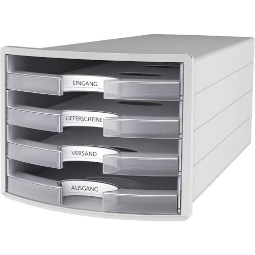 Cassettiera Portadocumenti Han Impuls 2.0 – Design Accattivante Abbinato A Una Qualità Eccellente. Con 4 Cassetti Aperti Per Din A4/C4, Grigio Chiaro-