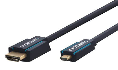 Clicktronic 70329 Cavo Per Adattatore Micro-Hdmi Con Ethernet, 3 M Lunghezza Del Cavo