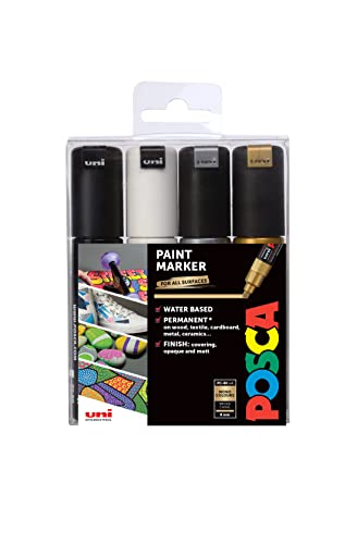Posca 153544853 Set Marcatore A Tempera A Base D'Acqua, 8 Mm, 4 Pezzi