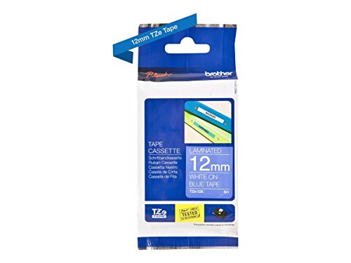 Brother Tze535 Nastro Laminato, 12 Mm, Bianco/Blu