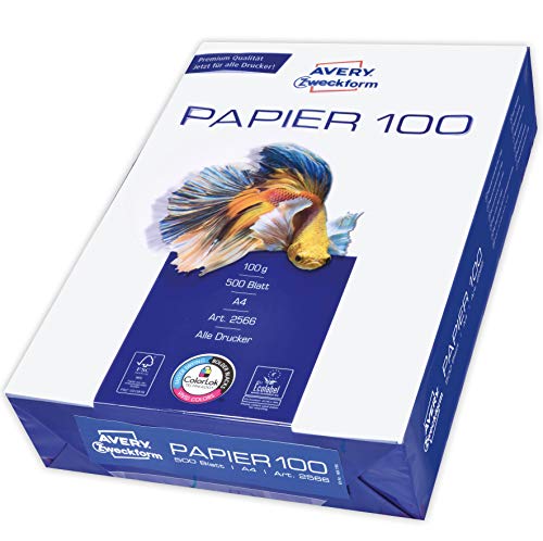 Avery Zweckform - 2566 - Carta Per Stampante A Getto D'Inchiostro, Din A4, 100 G/M²