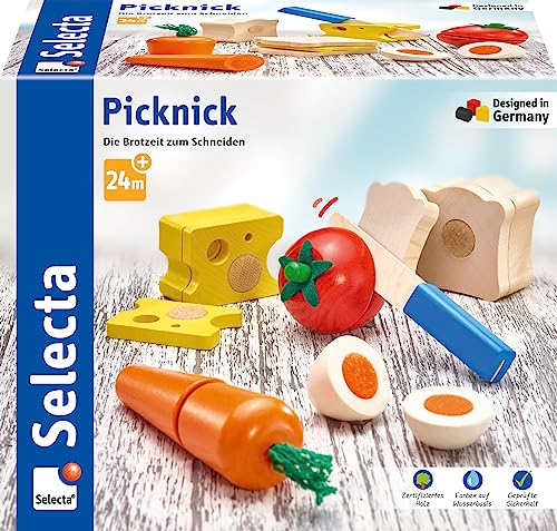 Selecta - Giocattolo “Picknick” In Legno, Set Di Cucina, 13 Pezzi, 62020