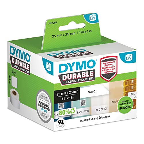 Dymo 1933083 Etichette Per Indirizzo, Bianco, 25 X 25 Mm, 2 Rotolo Di 850