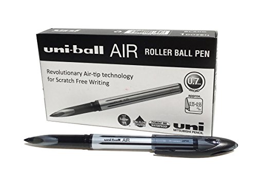 Penna Rollerball Ub-188-L Air, Inchiostro Nero Uni-Ball Super Ink, A Prova Di Manomissione, Pennino Per Penna Stilografica, Scatola Da 12 Pezzi