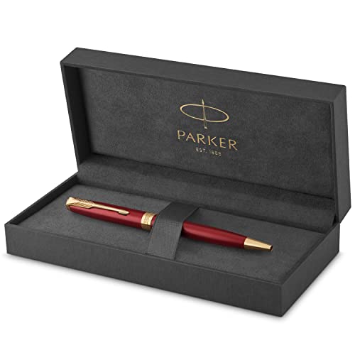 Parker Sonnet Penna A Sfera, Laccatura Di Colore Rosso Con Finiture In Oro, Pennino Medio, Laccato Rosso / Finiture In Oro