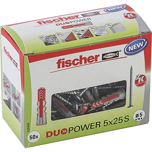Fischer 535462 Duopower, Tassello Universale Con Vite, 50 Pezzi