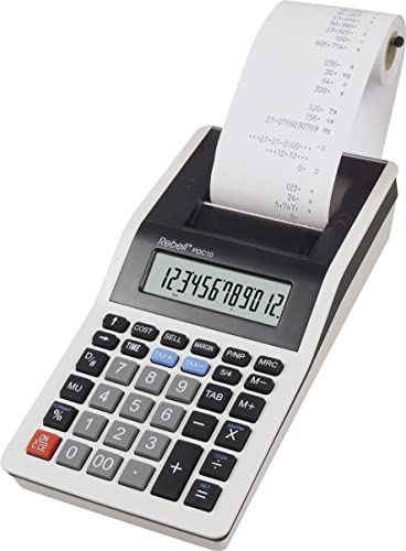 Rebell Calcolatrice Da Tavolo Pdc10 (Display A 12 Cifre, Stampa Monocolore, Tasti In Gomma), Grigio Chiaro