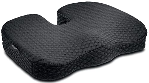 Kensington K55807Ww Cuscino Per Sedile In Cool-Gel Premium, Nero, Minore Pressione Sulla Colonna Vertebrale, Miglioramento Posturale, Ergonomico