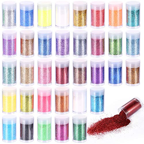 36 Colori Glitter Unghie Polvere Glitter Per Unghie Set Di Glitter Polvere Per Unghie Nail Art, Capelli, Viso, Corpo, Pittura