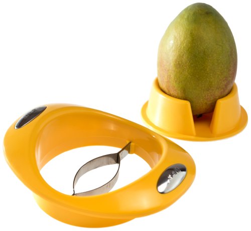 Gsd 33027 Affettatrice Per Mango Con Supporto, Acciaio Inossidabile, Argento / Giallo