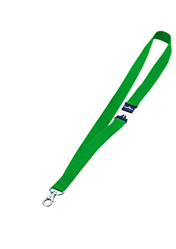 Durable 813705 - Cordoncino In Tessuto, Clip Per Combinazione Con I Portanome Con Asola, Larghezza 20 Mm, Lunghezza 44 Cm, Verde, Confezione Da 10 Pez