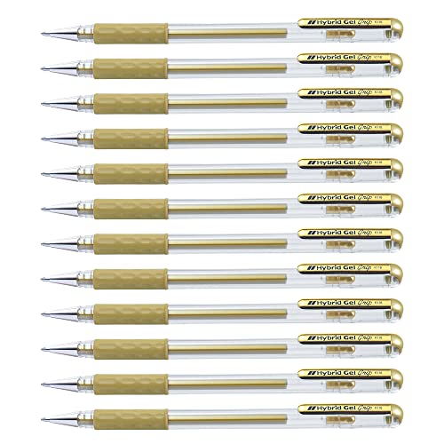 Pentel Cf12Roller Gel Hybrid Metallic0 8Or, 12 Pezzi
