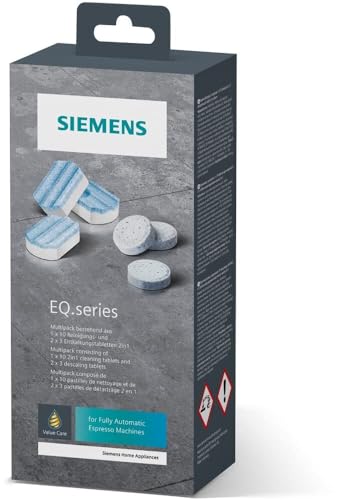 Siemens Multipack Tz80003A, Contenuto: 1 X 10 Compresse Detergenti (2,2 G) E 2 X 3 Compresse Anticalcare (36 G), Per Macchine Da Caffè Della Serie Eq,