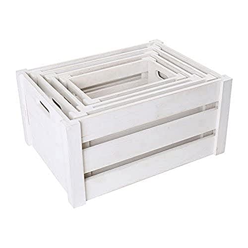 Set 4 Cassette In Legno Bianche - Quattro Misure