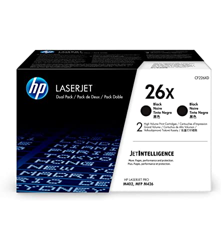 Hp 26X Cf226Xd, Multipack Da 2 Toner Originali Hp Da 9000 Pagine, Compatibile Con Stampanti Hp Laserjet Serie Pro M402 E Serie Pro M426, Nero