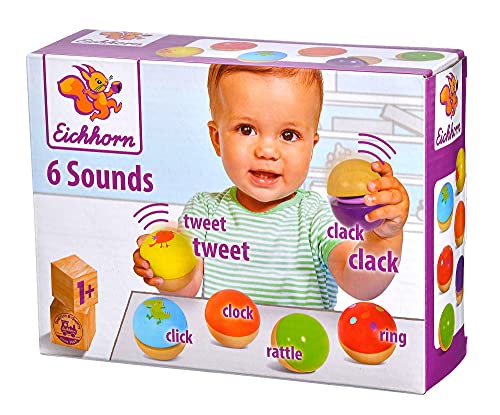 Eichhorn – Sfere Sonore – 6 Sfere Di Legno Colorate Con Suoni Diversi Per Bambini E Bambini Dai 12 Mesi In Su, Giocattoli In Legno