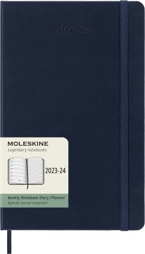 Moleskine Weekly Planner 2023-2024, Agenda 18-Mesi, Agenda Settimanale Con Copertina Rigida, Formato Large 13 X 21 Cm , Colore Blu Zaffiro