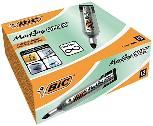 Bic Onyx Marker Bullet 1482 - Confezione Da 12 Pezzi, 1,5 Mm, Colore: Nero