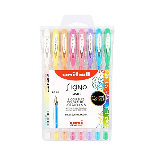 Uni-Ball Mitsubishi Pencil – 8 Penne A Rullo, Inchiostro Gel Signo, Penne Color Pastello, Punta 0,7 Mm, Scrittura Media, A Rulli, Fantasia, Per Il Tem