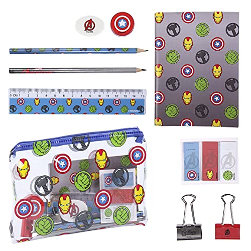 Cerdá - Set Escolar Completo Con Estuche Transparente Y Material De Avengers - Licencia Oficial Marvel