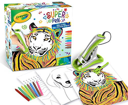 Crayola - Super Pen Tigre, Per Sciogliere I Pastelli A Cera E Creare Disegni In Rilievo, Attività Creativa E Regalo Per Bambini, Età 8+, 25-0395