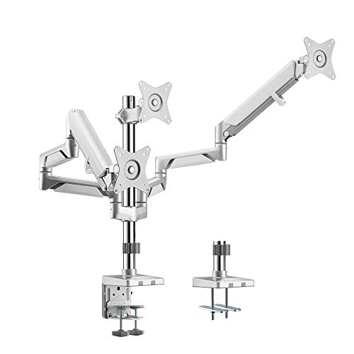 Logilink Bp0090 - Supporto Da Scrivania In Alluminio Per 3 Monitor Da 17-27 Pollici (Lcd, Led, Oled,…) Con Molla A Gas, Per Schermi Piatti E Curvi, Lu