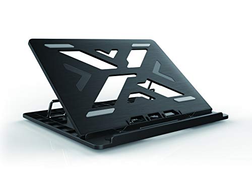 Conceptronic Thana 03B Ergo S - Tappetino Di Raffreddamento Per Notebook Fino A 15,6 Pollici, Altezza Ergonomica Regolabile Su 7 Livelli, Nero