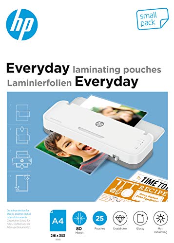 Hp - Fogli Per Laminatrice, A4, 80 Micron, Kit 25 Pezzi