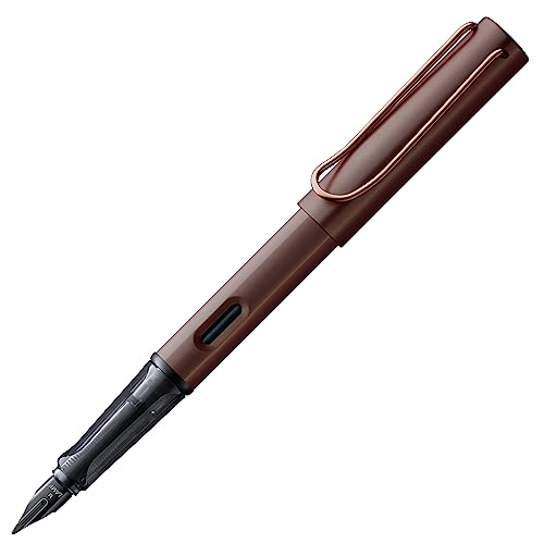 Lamy Lx 090 - Penna Stilografica In Alluminio Anodizzato, Colore Marron (Marrone Castano) Con Impugnatura Trasparente E Pennino In Acciaio, Spessore P