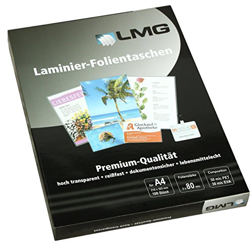 Lmg Lmga4 – 80 Pouches A4, 216 X 303 Mm, 2 X 80 Mic, 100 Pezzi