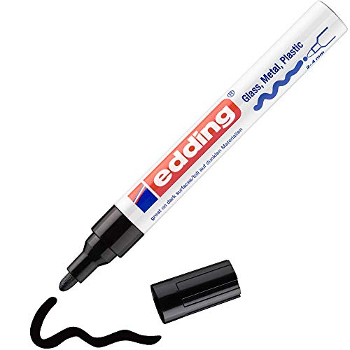 Edding 750 Marcatore A Vernice Lucida, Nero, 1 Pennarello, Punta Rotonda 2-4 Mm, Pennarello Indelebile Per Vetro, Pietra, Legno, Plastica, Carta, Impe