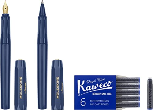 Moleskine X Kaweco, Penna Stilografica In Plastica Abs Con Pennino Misura M Placcato In Oro E Penna A Sfera Ricaricabile, Ricaricabile Con 1,0 Mm Di I