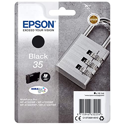 Epson 35 Serie Lucchetto, Cartuccia Originale Getto D'Inchiostro Durabrite Ultra, Formato Standard, Nero