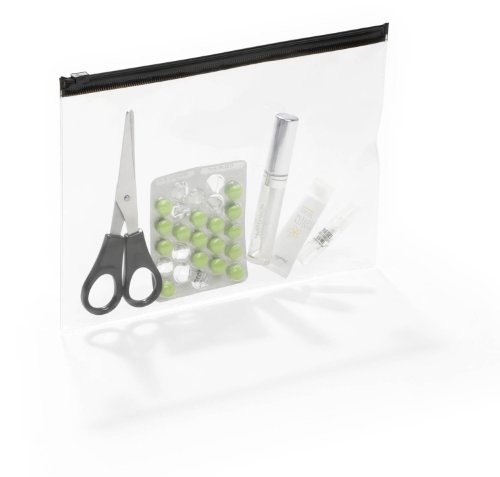 Durable 248001 - Zip Bags, Busta Trasparente Con Zip F.To A5 Per L'Archiviazione, Trasporto E Custodia Di Documenti, Nero, Confezione Da 5 Pezzi