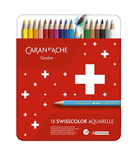 Caran D-Ache Swisscolor Aquarel 18 'S – Pennino Di:, Multicolore, Rosso)