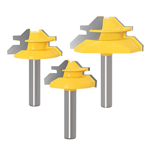 Wsoox 8Mm Gambo Frese Per Scanalature 45° Router Bits Set, 3Pcs Punte Di Falegnameria, Frese Trapano Lavorazione Del Legno Strumenti