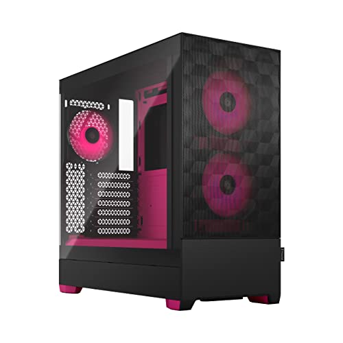 Fractal Design Pop Air Rgb Magenta Core - Tempered Glass Clear Tint - Honeycomb Mesh Front – Tg Side Panel - Three 120 Mm Aspect 12 Rgb Fans Included
