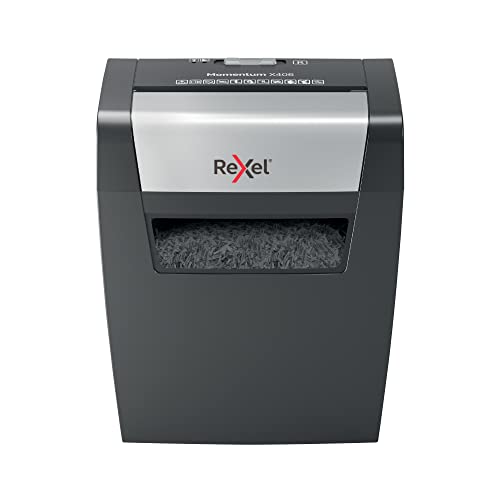 Rexel Momentum X406 Distruggidocumenti, 7-6 Fogli A4 (70-80 Gr/Mq), P-4 Taglio A Frammenti, Grigio, 2104569Eu