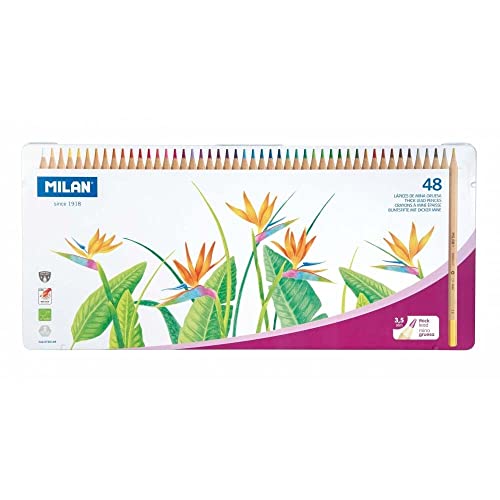 Milan® Caja Metálica 48 Lápices De Colores Mina Gruesa Ø 3,5 Mm Hexagonales