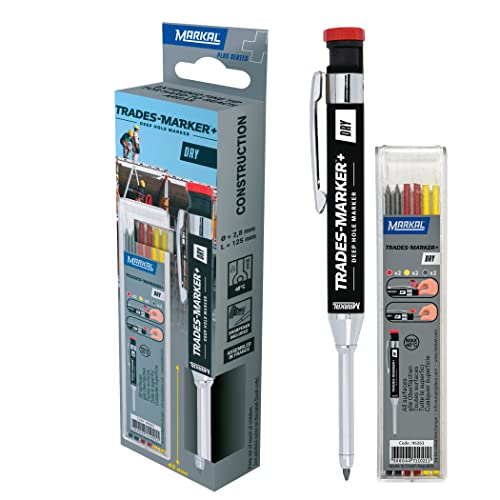 Markal Trades Marker 96264 Dry Starter Set, Contiene: 1 Penna + 1 Set Cartucce: Grafite / Rosso / Giallo