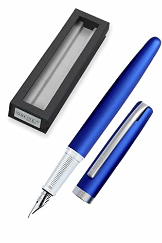 Online - Eleganza | Pluma Estilográfica De Tinta Azul Con Caja De Regalo - Pluma De Metal Con Superficie Mate Color Azul